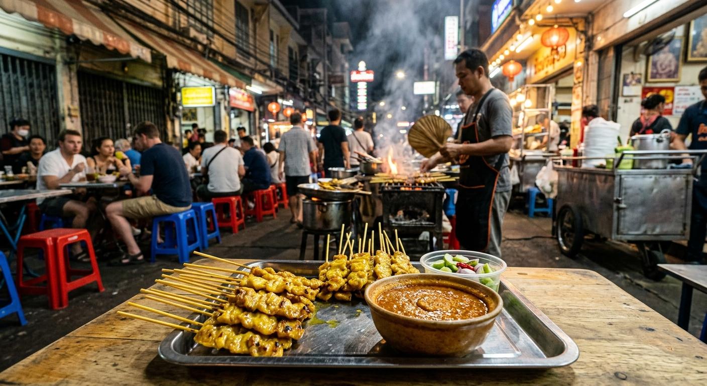 Moo Satay – Thailändische Hähnchen- und Schweinespieße mit Erdnusssauce: Streetfood-Feeling für zuhause