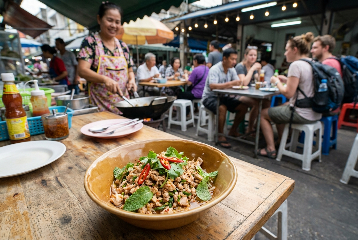 Larb Gai: Thailändischer Hähnchensalat mit geröstetem Reispulver