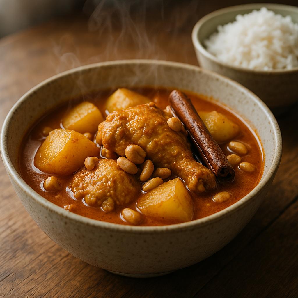 Thai Massaman Curry mit Huhn, Kartoffeln und Erdnüssen in Kokosmilch – einfaches, authentisches Rezept ohne Personen