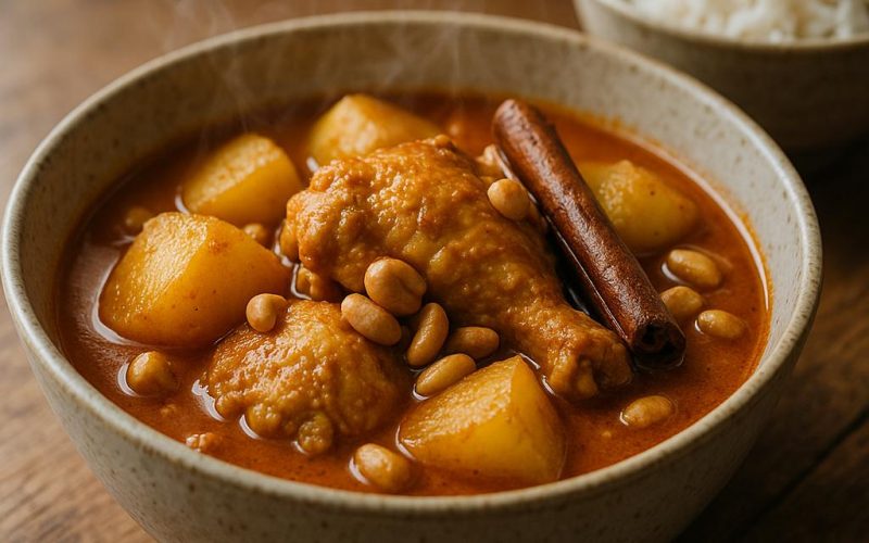 Thai Massaman Curry mit Huhn, Kartoffeln und Erdnüssen in Kokosmilch – einfaches, authentisches Rezept ohne Personen