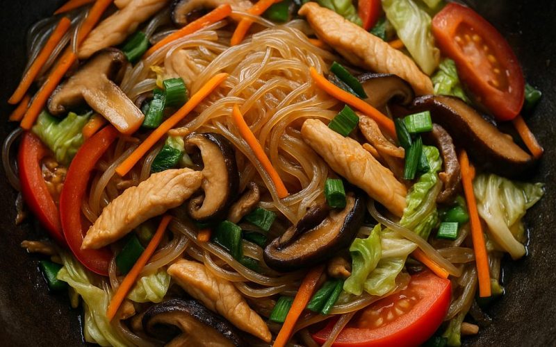 Pad Woon Sen Rezept: thailändische Glasnudeln aus dem Wok mit Hähnchen und Gemüse – schnell, bunt und authentisch
